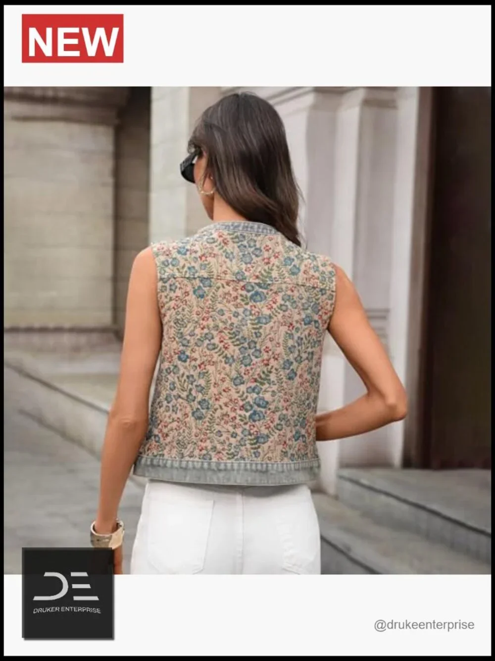 N/A floral denim